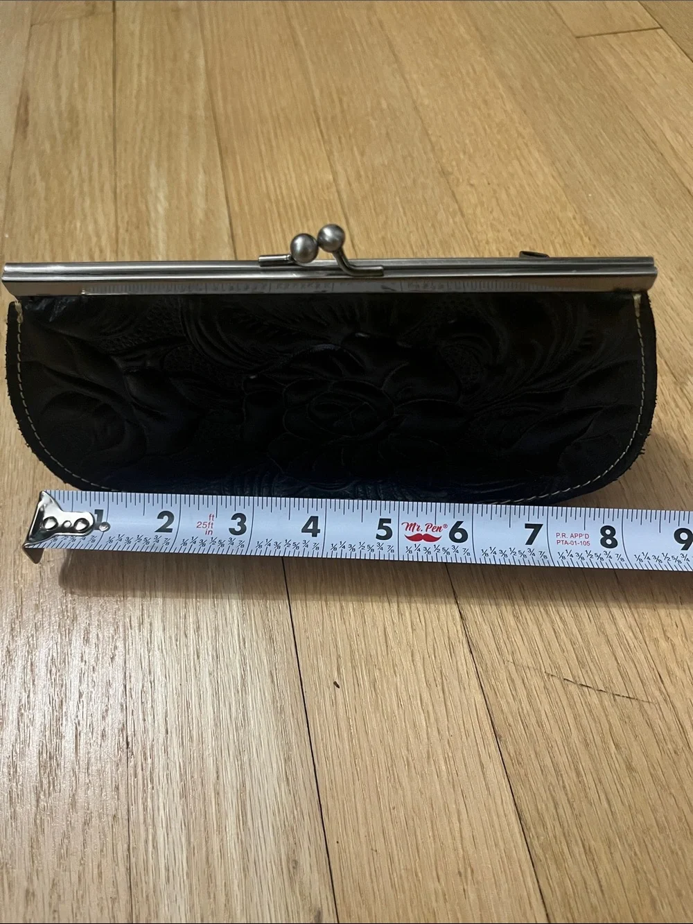 Patricia Nash Floral Embossed Leather Kiss-Lock Clutch 100% Italian Leather
